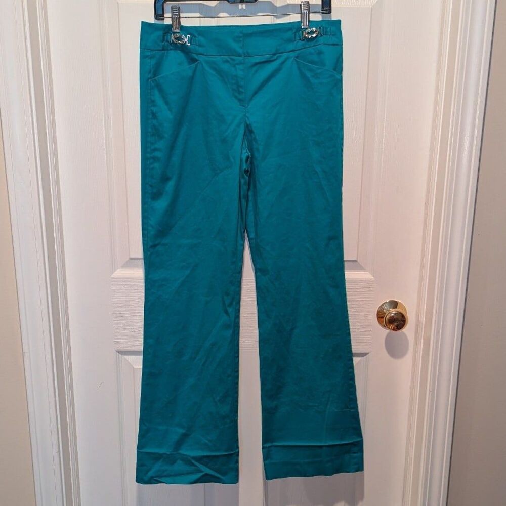 Coastal Quiet Luxury Teal Trouser Pants NY&Co 7th Avenue Size 6 Office Siren